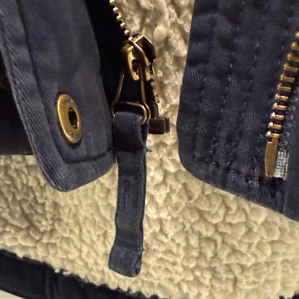 Hollister Navy Jacket with Faux Fur Hood sz S - Picture 14 of 14
